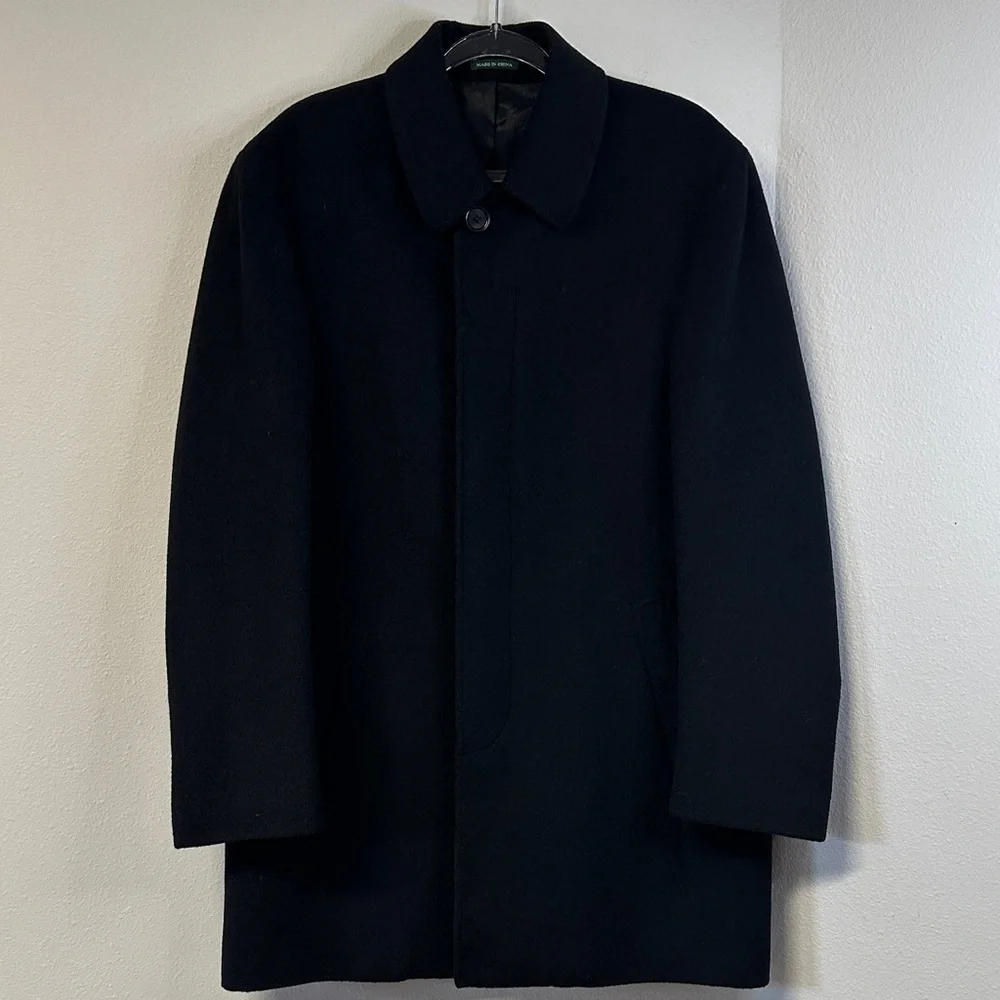 Lauren Ralph Lauren Men’s 40R Classic Fit Jake Wool Blend Black Overcoat